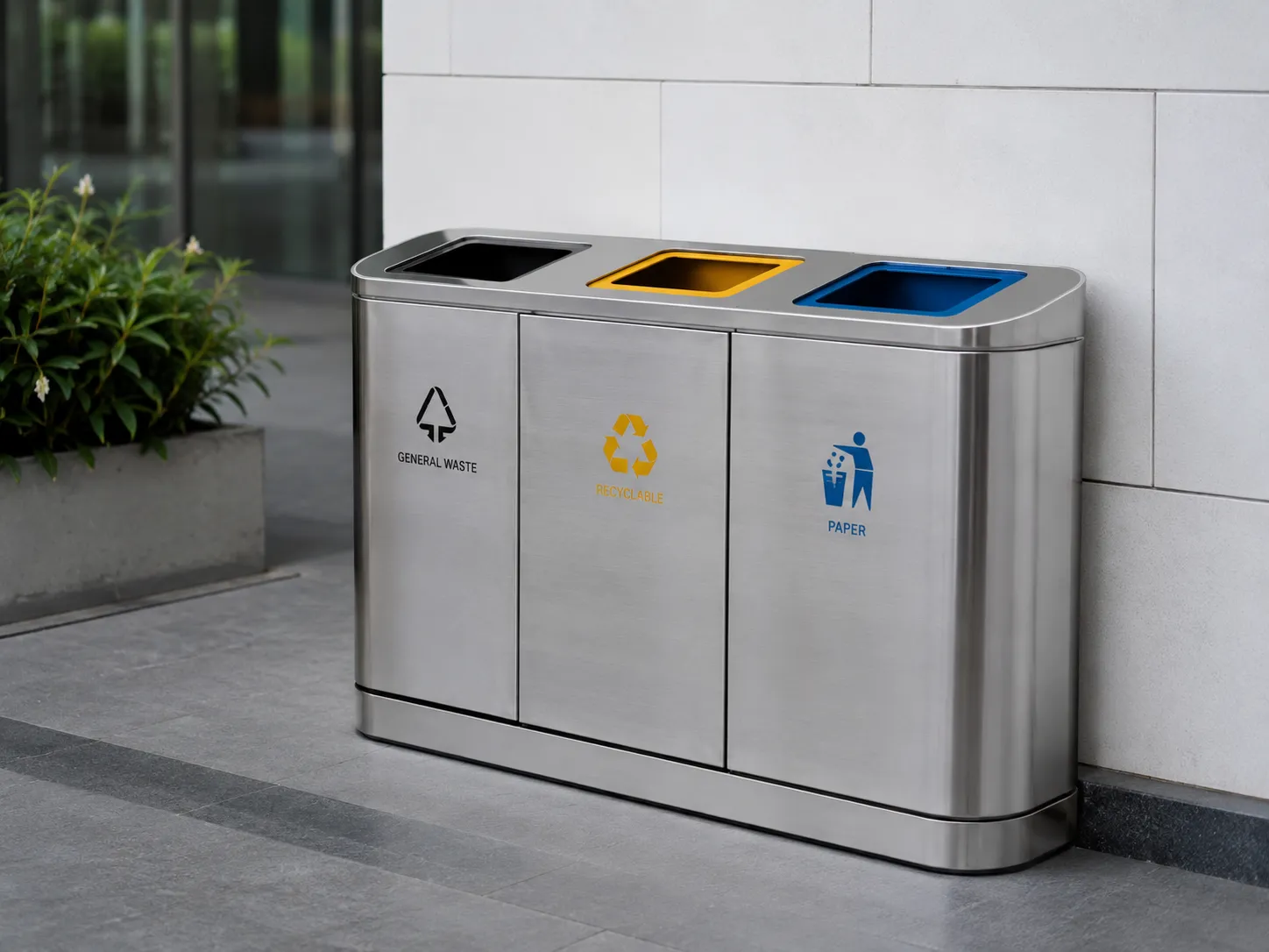 Varian tempat sampah fiber dan besi modern untuk area publik